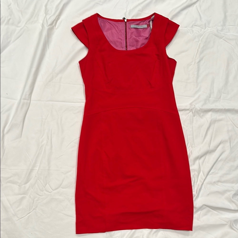 Veronica Beard Red Sheath Cap Sleeve Mini Dress